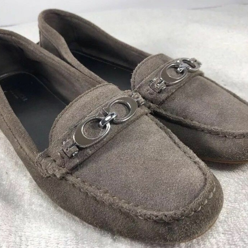 COACH Fortunata Loafers Feathered Slip On Gray 8.5